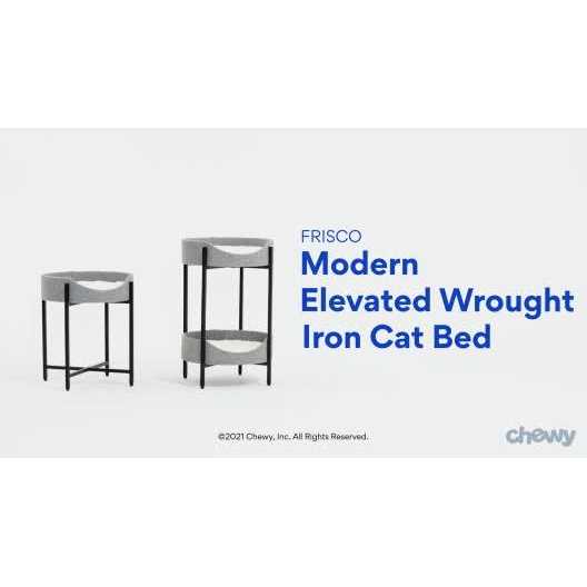 Elevated Wrought Iron Cat Bed with Faux Fur Cushion V652708