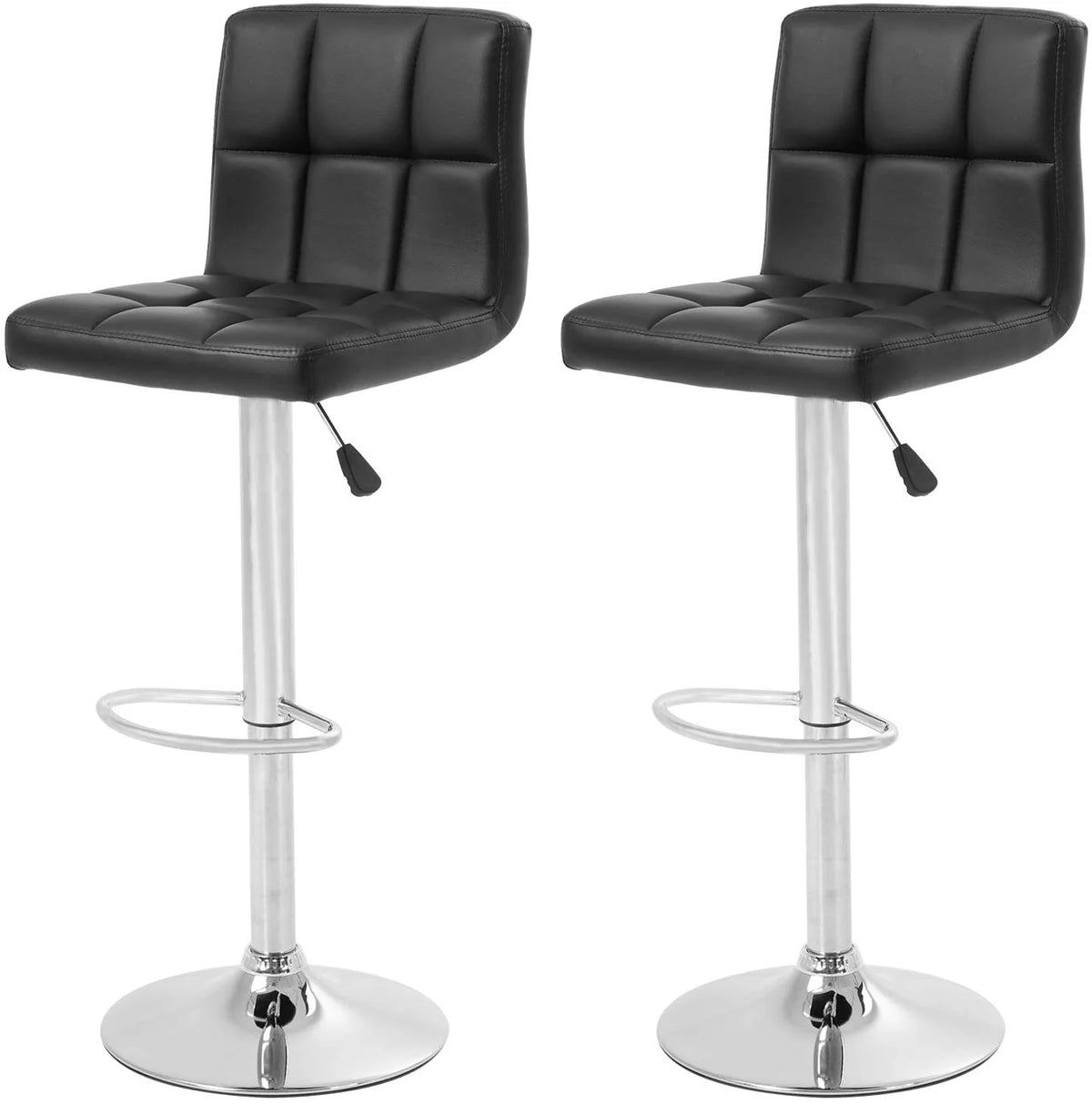 Black Set of 2 Height Adjustable Swivel Bar Stools A878847