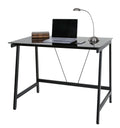 Contemporary Glass Writing Desk Steel Frame Black M434