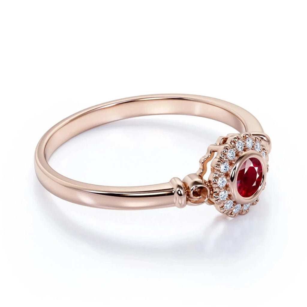 14k Gold Red Ruby Ring I973