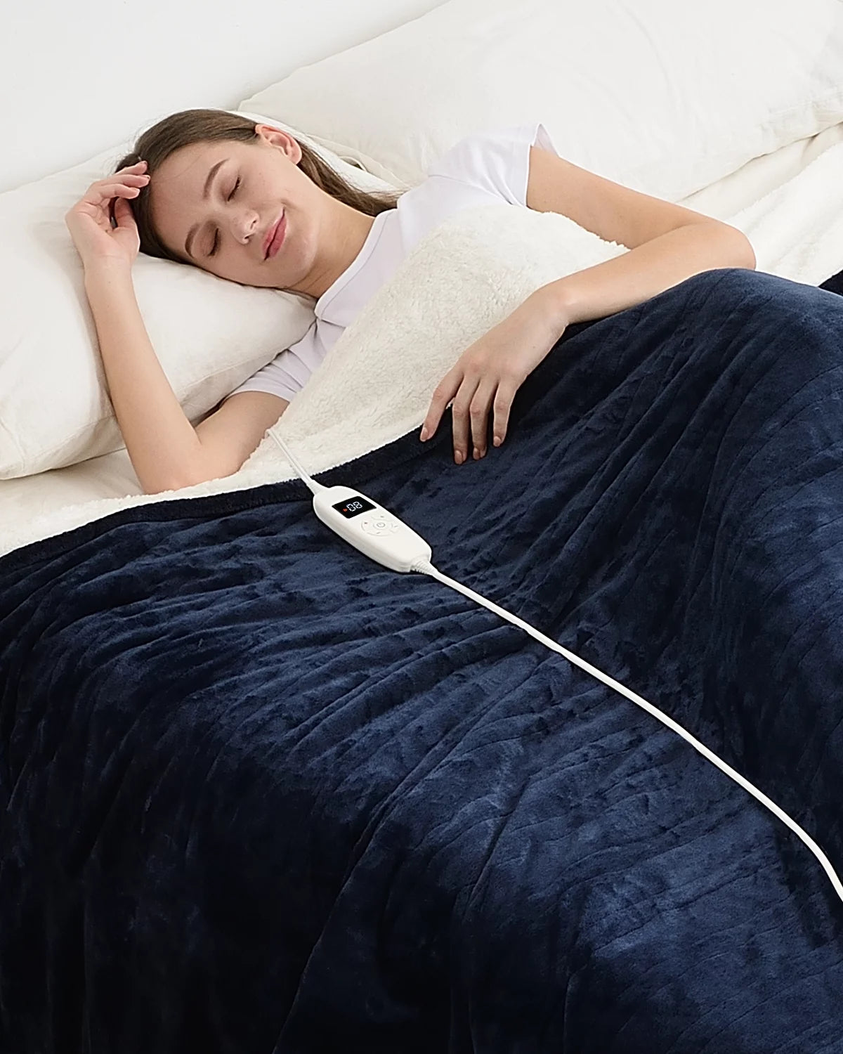 50" x 60" Blue Fleece Heated Throw Blanket P16579