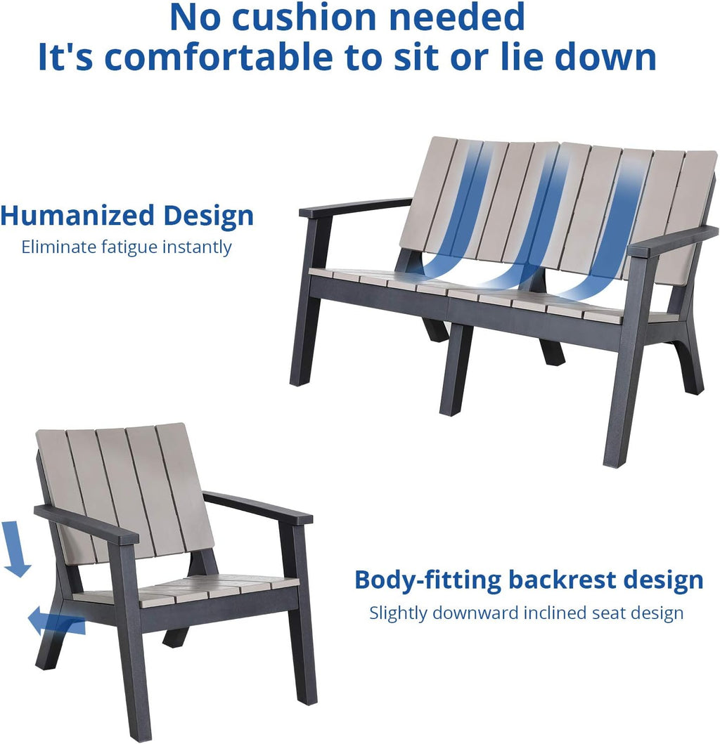 4 Pieces Resin Outdoor Patio Furniture Set with Loveseat, Chairs, Coffee Table R372