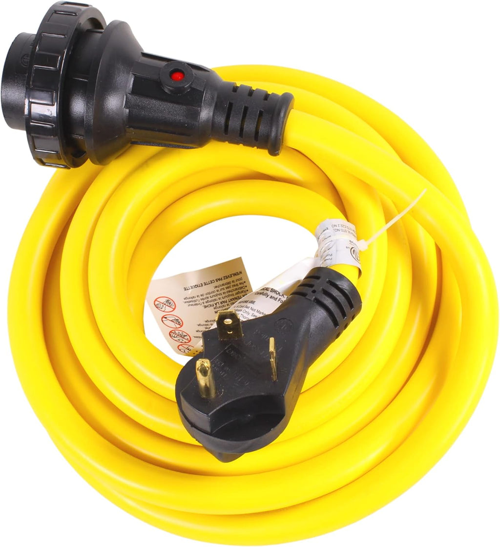 30A RV Power Extension Cord L530 Locking Female TT-30P to L5-30R 15 Feet Pack of 2 O691552