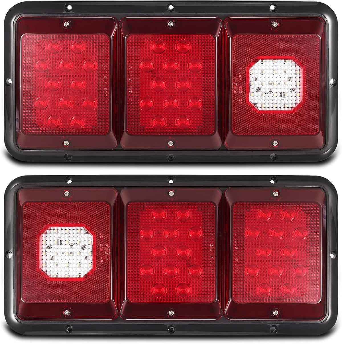 2Pcs LED Trailer Tail Lights with Black Base F384135
