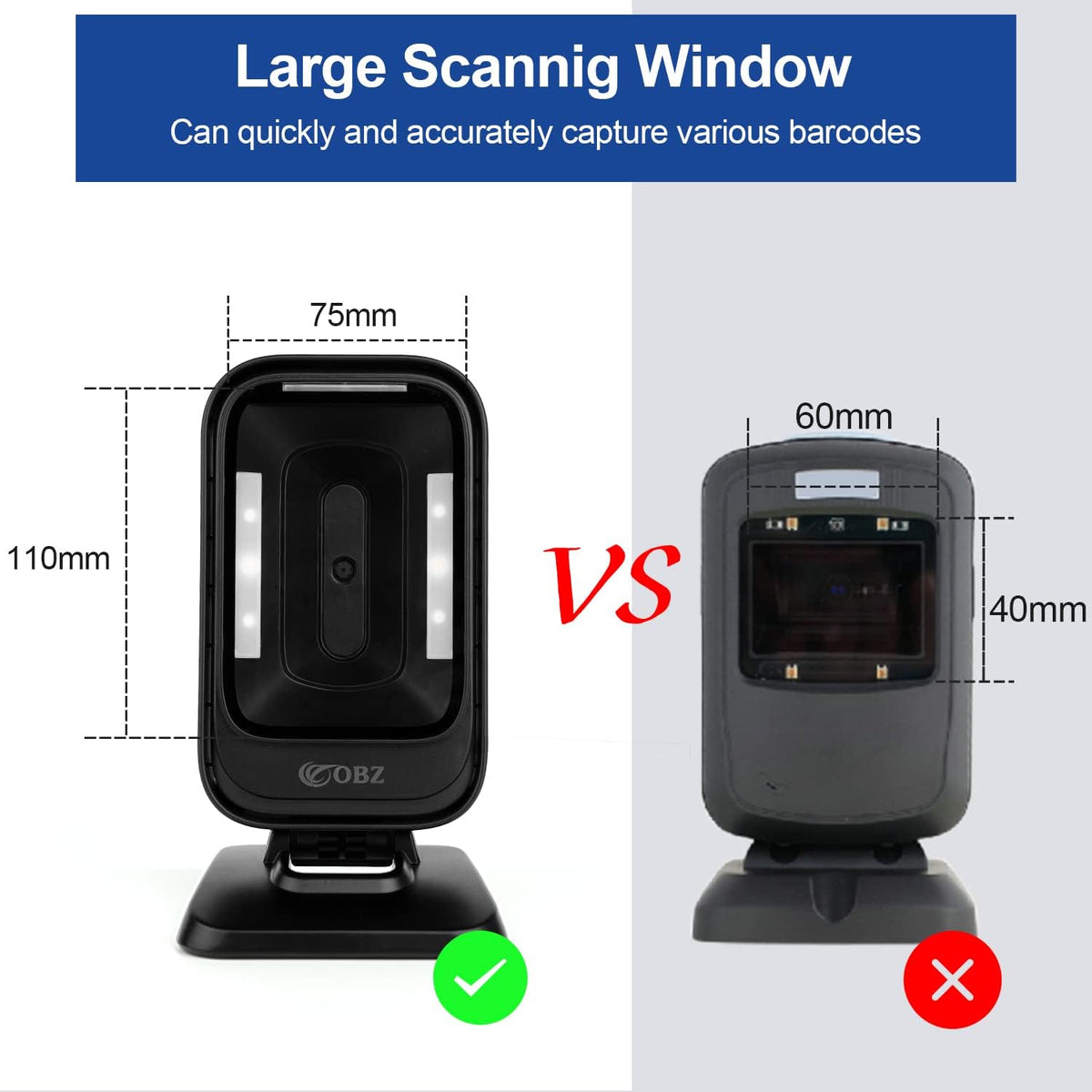 Desktop Barcode Scanner, Omnidirectional Hands-Free USB Wired Barcode Reader X8475