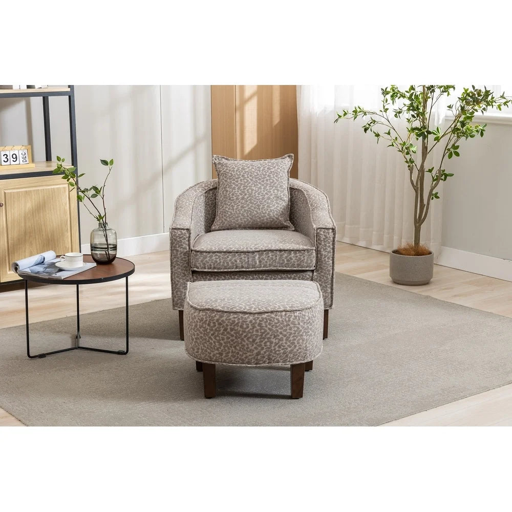 Mid Century Accent Chair with Ottoman I879813
