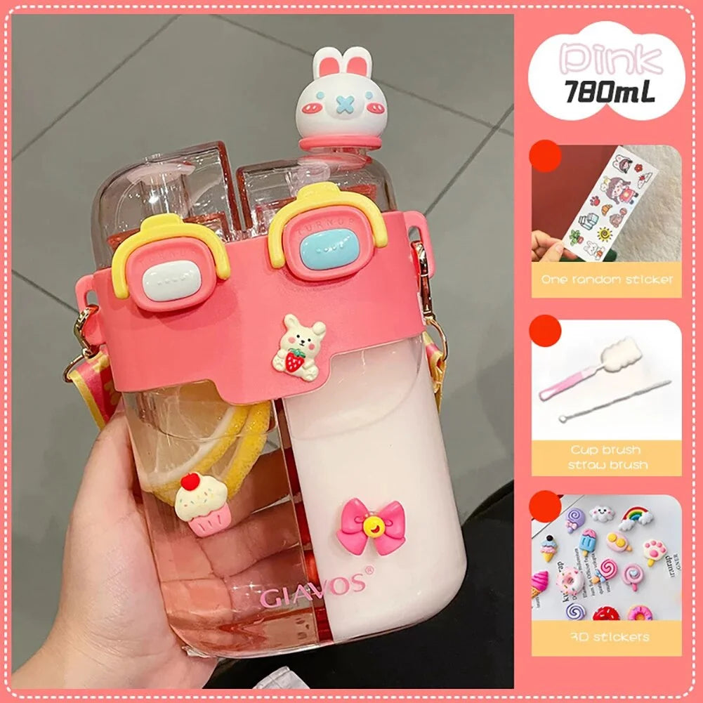 780ML Yellow Cartoon Kids Water Bottle with Straw I951774