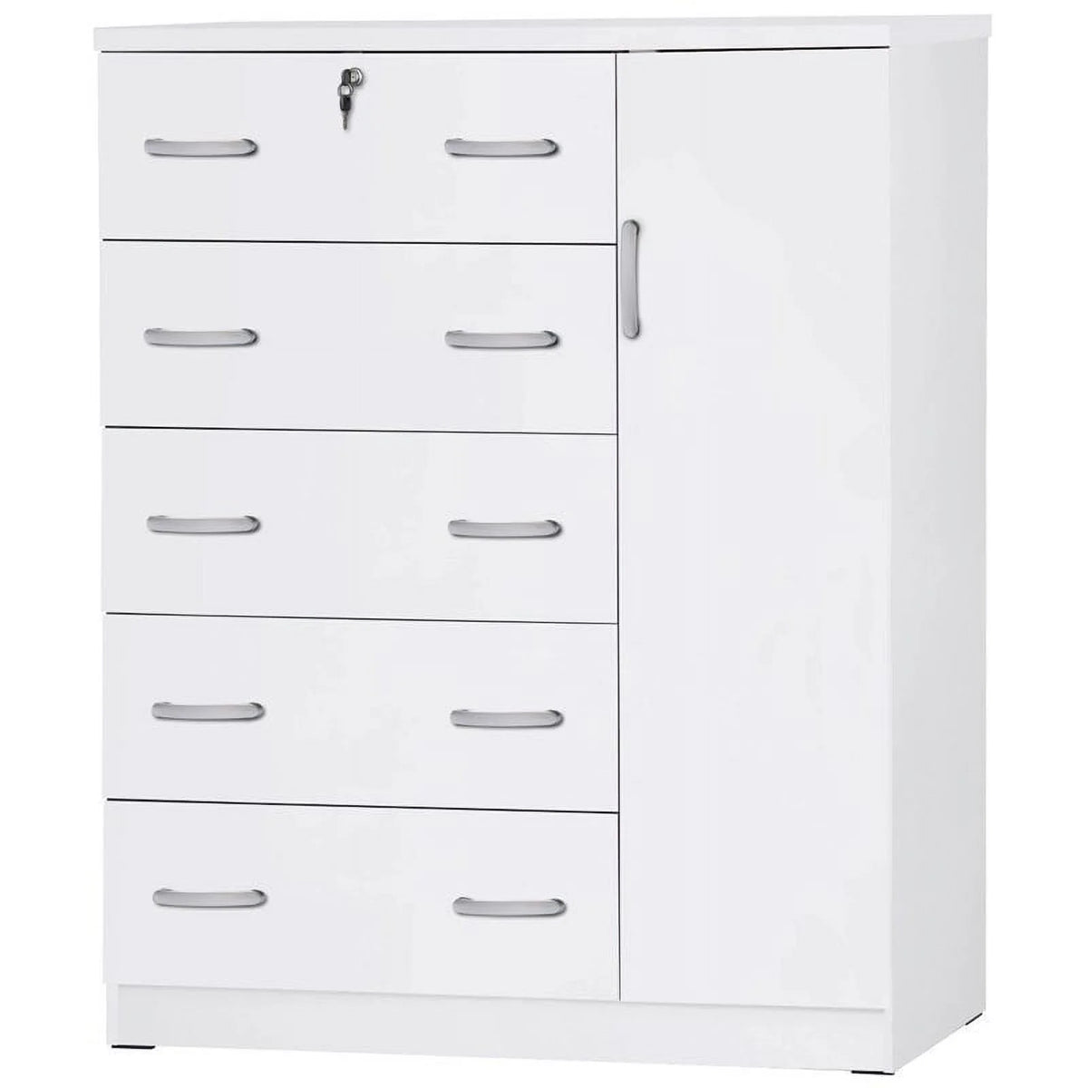 White Queen Captains Bed & Tall Chest Wardrobe Set X9194