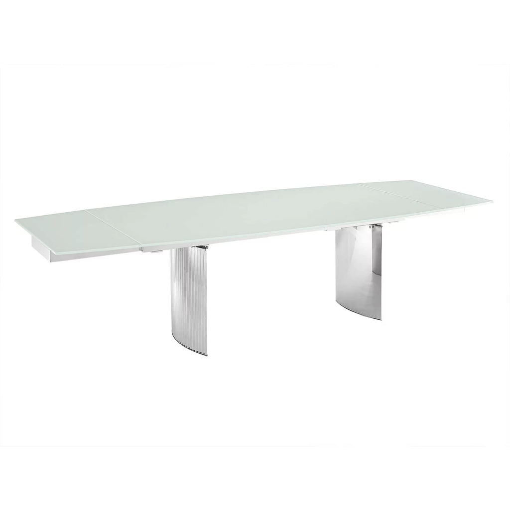 Manual Dining Table with Stainless Steel Base and Clear Top X9741