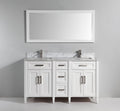 60 in. Double Sink Vanity in Carrara Marble & Mirror - White H95041