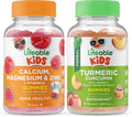 Calcium Magnesium & Zinc Kids Turmeric Curcumin Gummies Bundle Gluten Free GMO Free Chewable Gummy Vitamin Supplement F101
