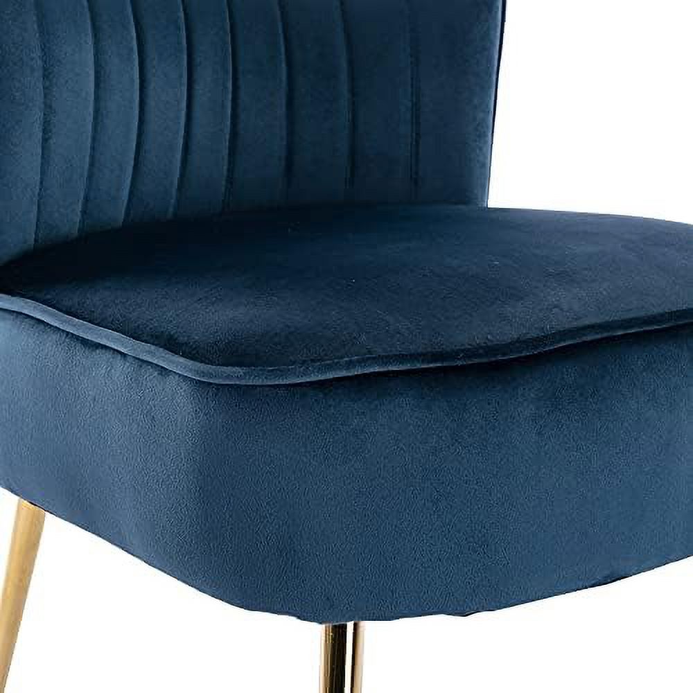 Blue Velvet Armless Accent Chair with Golden Legs L489
