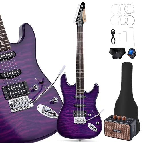 39" Full Size ST Style Electric Guitar Starter Kit with SSH Pickup, 5W Portable Amp, Tuner, Gig Bag, Strap & Accessories M4524