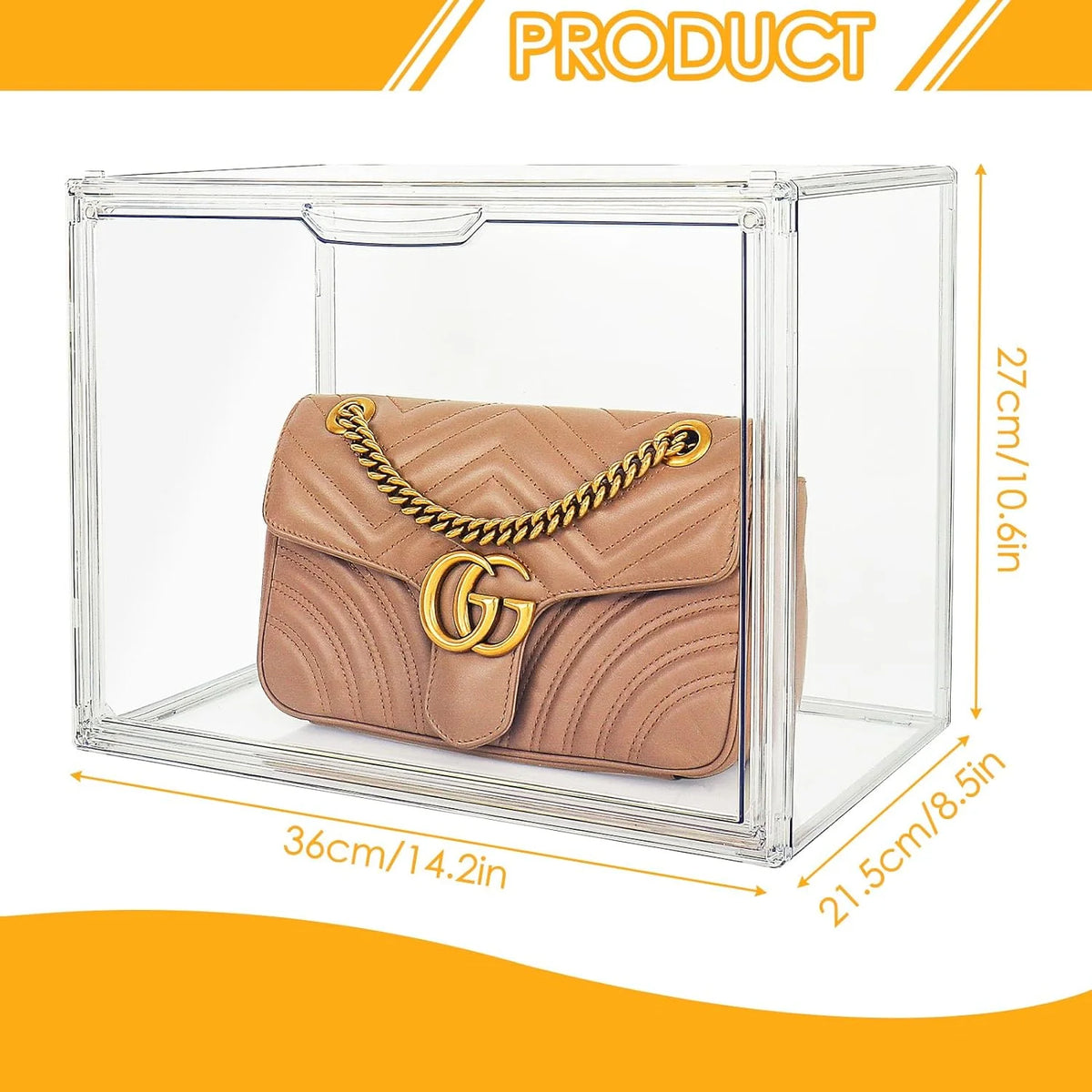 Clear Acrylic Handbag Storage Organizer Box with Magnetic Door A796