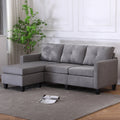 75" Gray Fabric Sofa and Chaise Convertible to Ottoman G1702