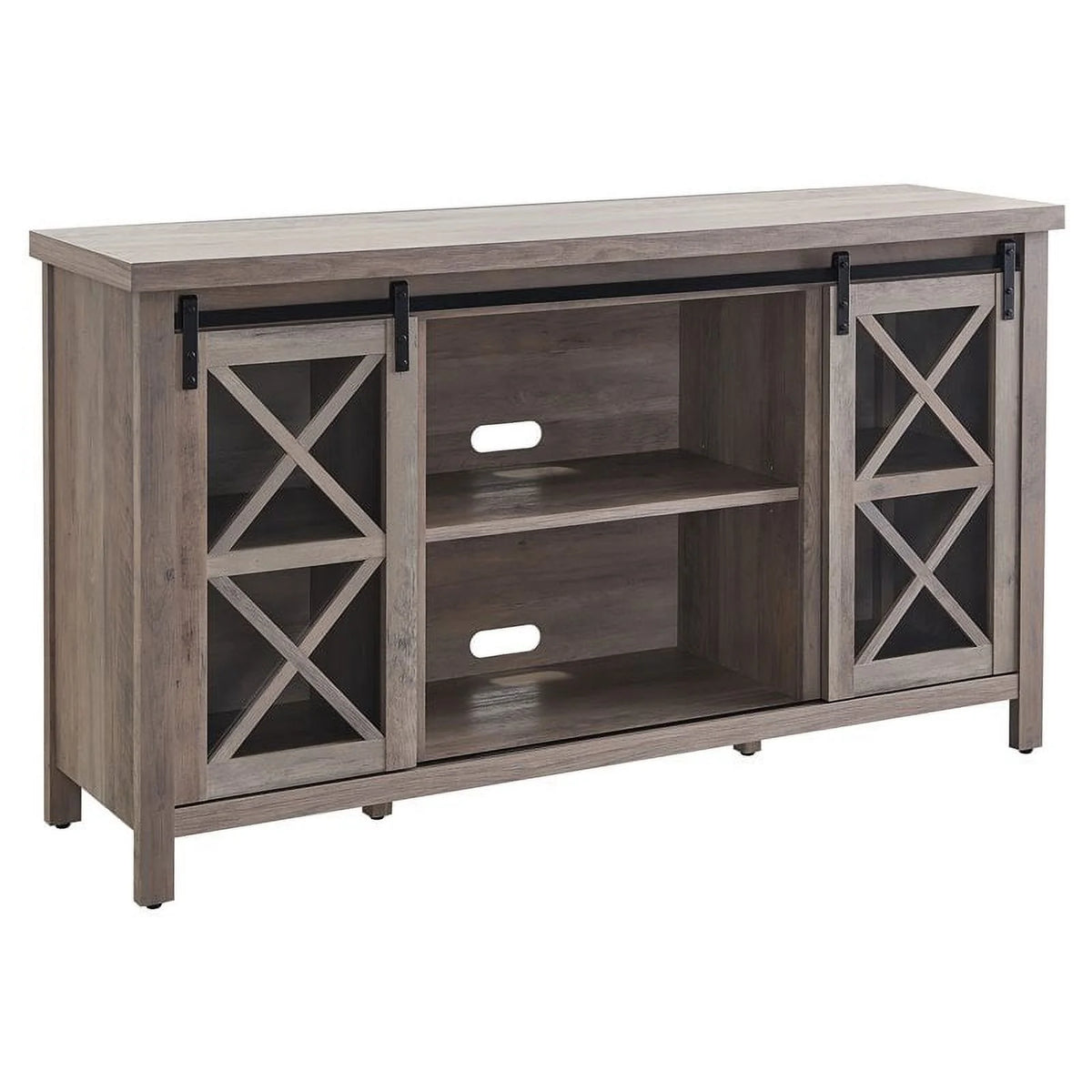 58" Gray Oak Wood TV Stand J2430