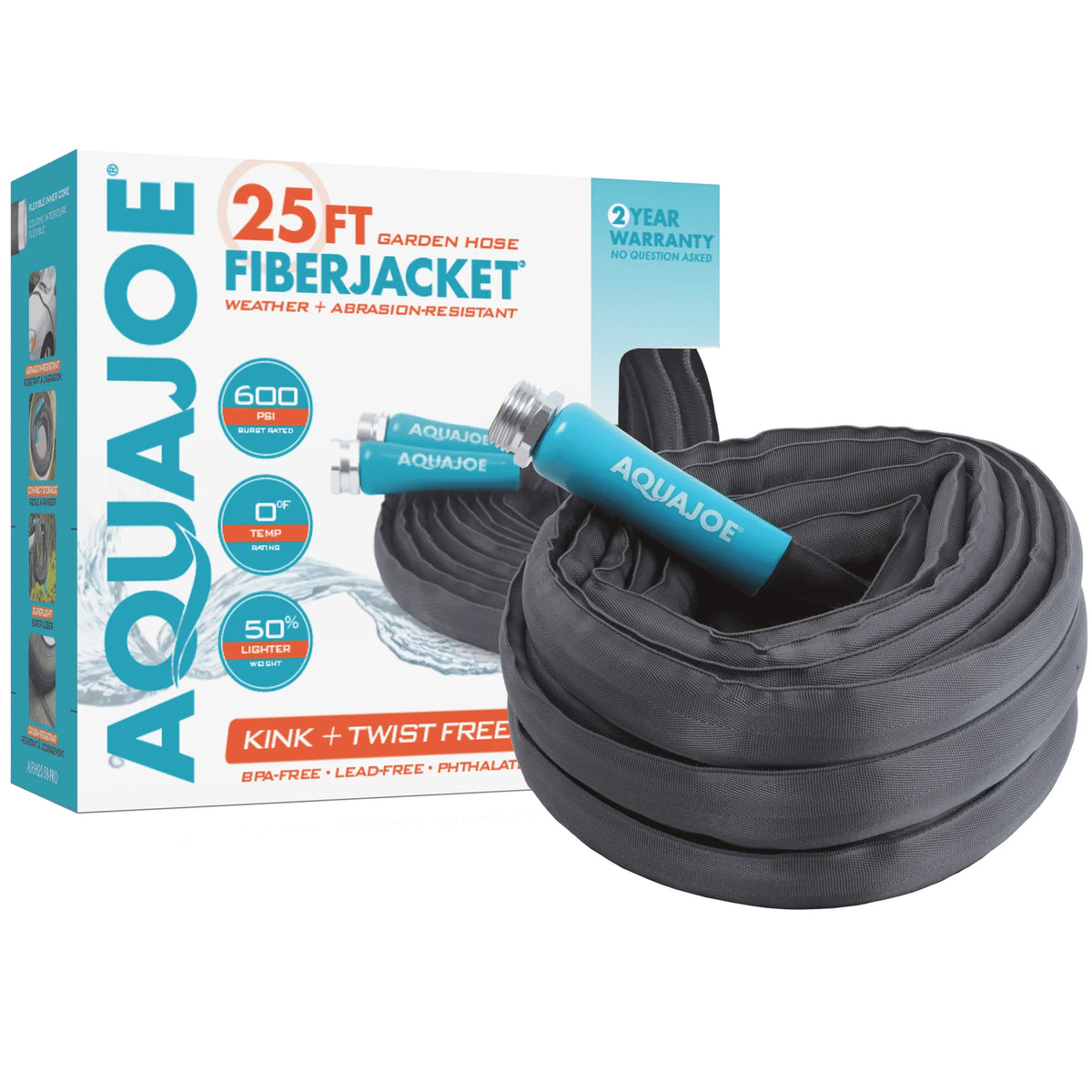 25ft Fiberjacket Garden Hose with Metal Fittings D5939