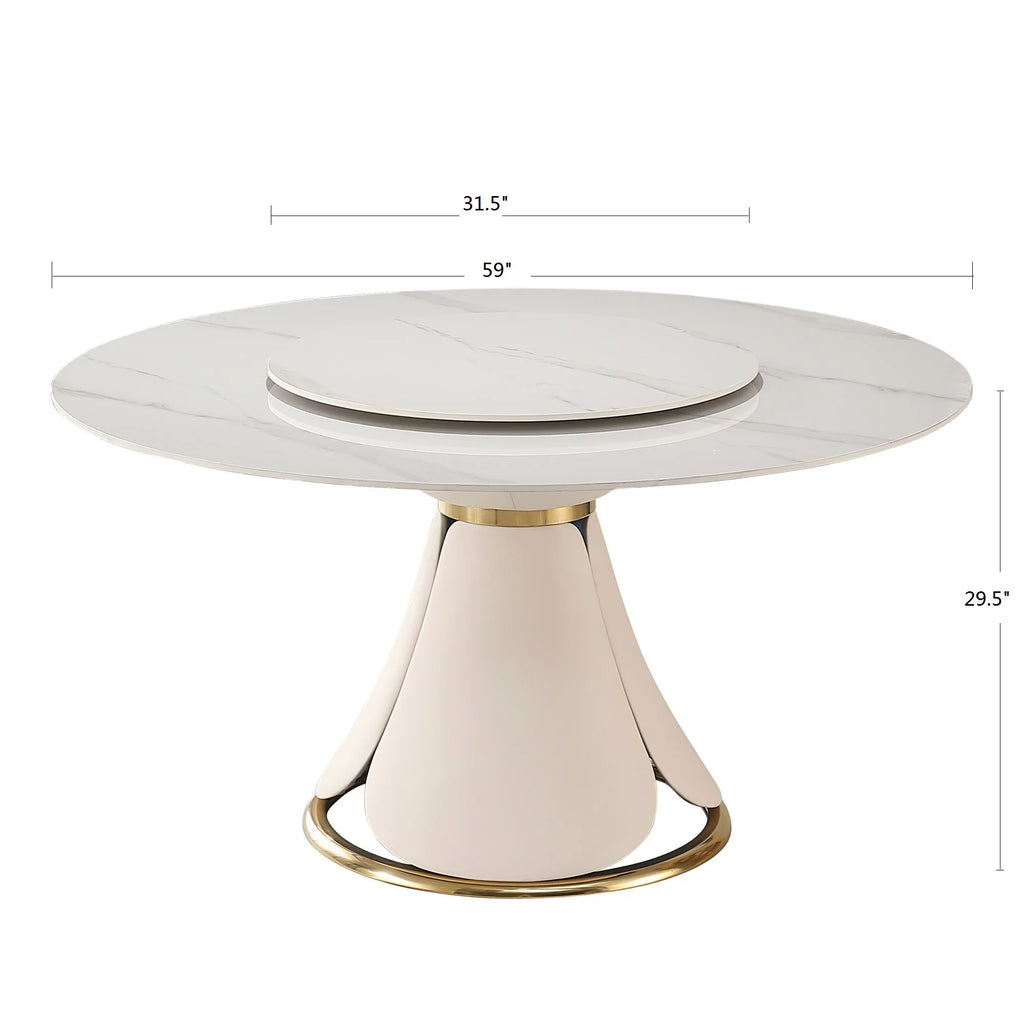 59” Sintered Stone Round Dining Table Set with 8 Chairs X943
