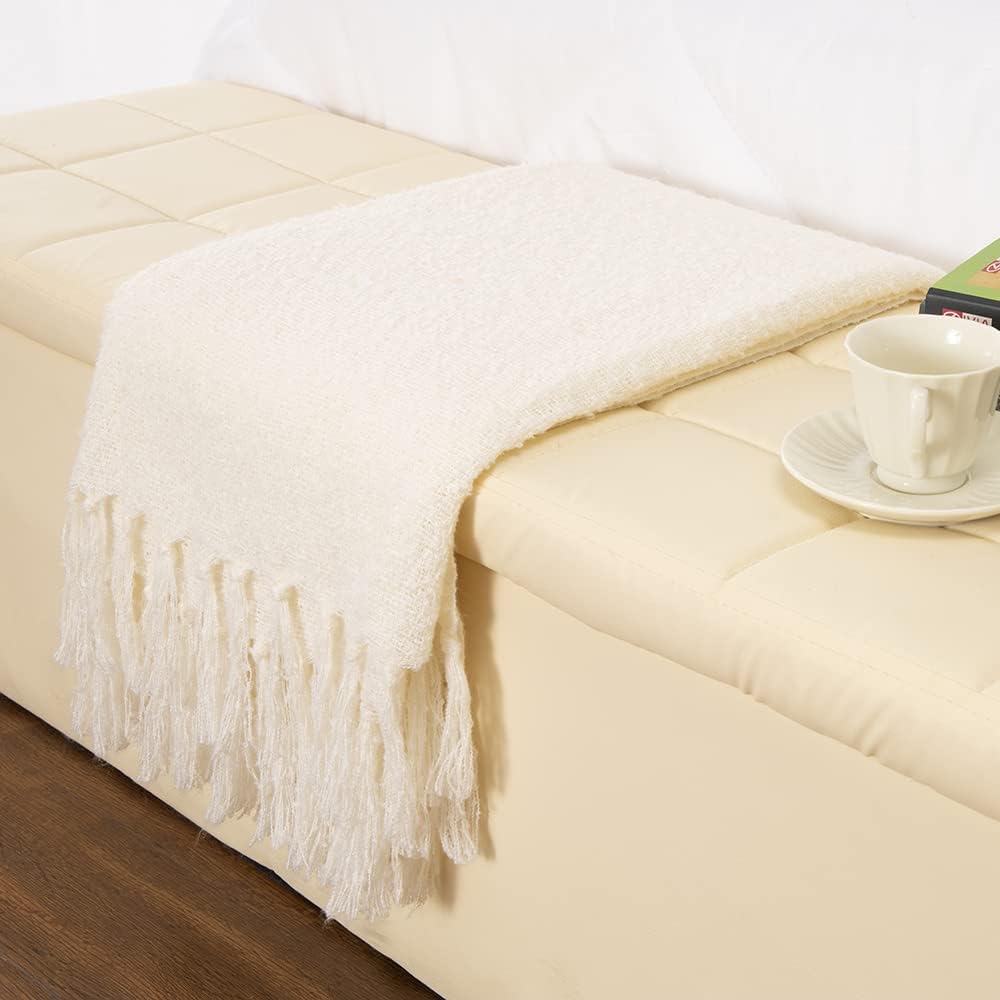 Navy Blue Herringbone Faux Cashmere Throw Blanket 50 x 60 B48797