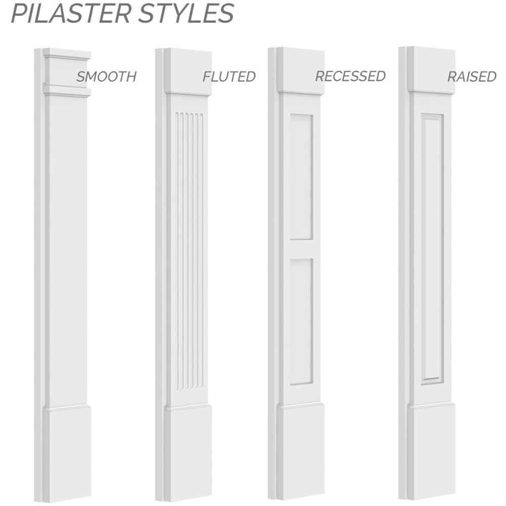 10x22W x 48x22H Raised Panel PVC Pilaster with Standard Capital and Base (Pair) K7544