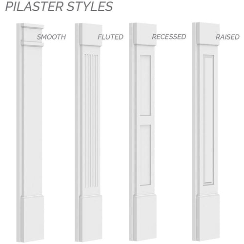 10x22W x 48x22H Raised Panel PVC Pilaster with Standard Capital and Base (Pair) K7544