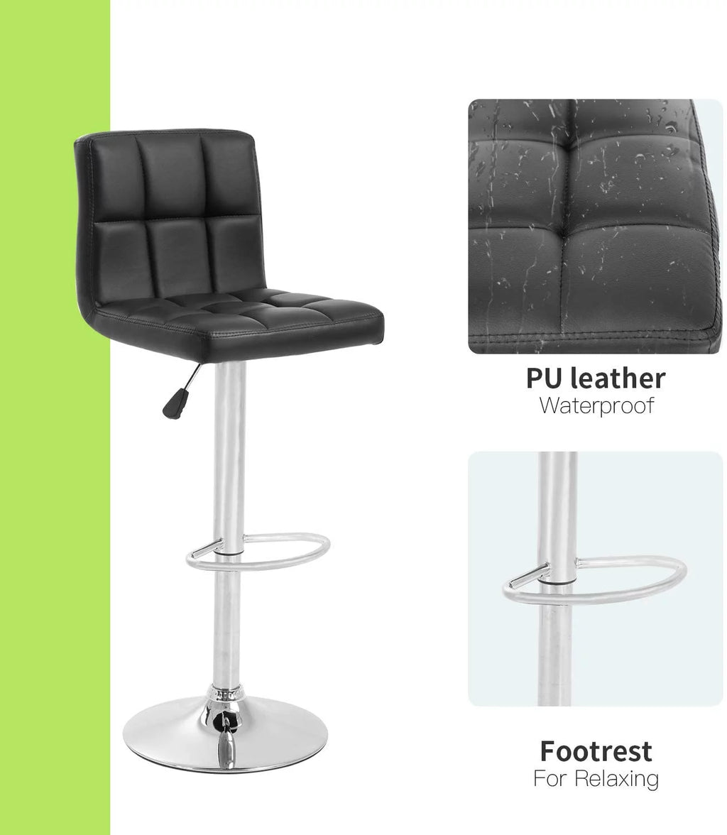 Black Set of 2 Height Adjustable Swivel Bar Stools A878847
