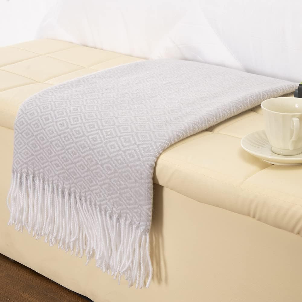 Navy Blue Herringbone Faux Cashmere Throw Blanket 50 x 60 B48797