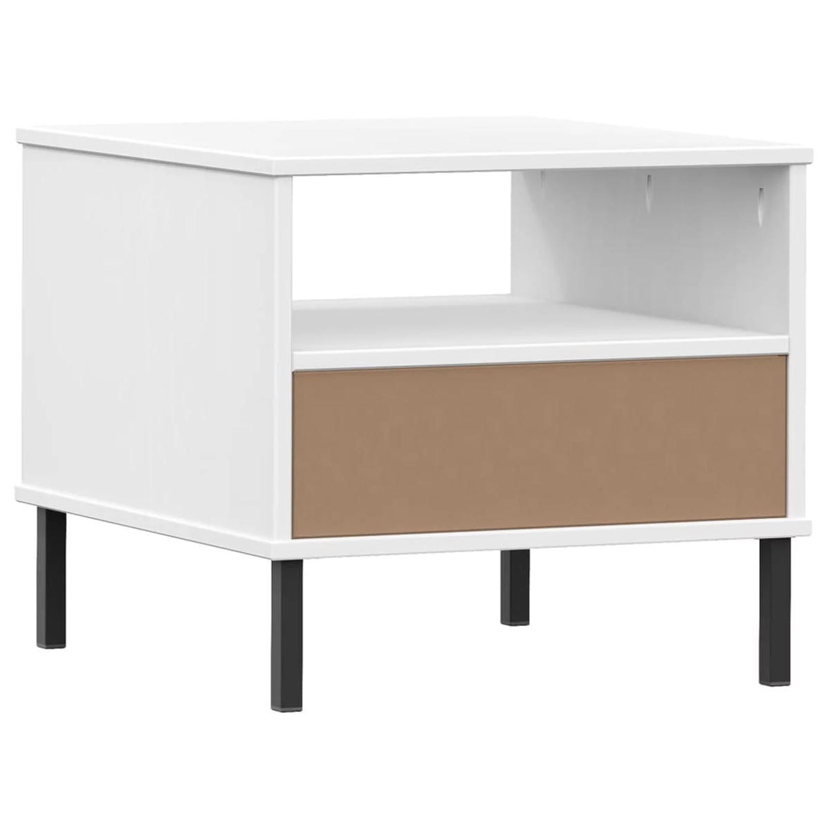 White Bedside Table with Metal Legs Z519