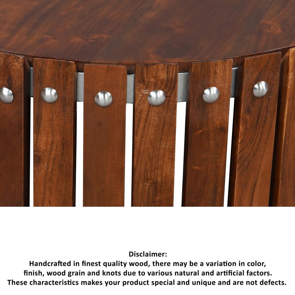 15 Inch Round Acacia Wood Side End Table Y54058
