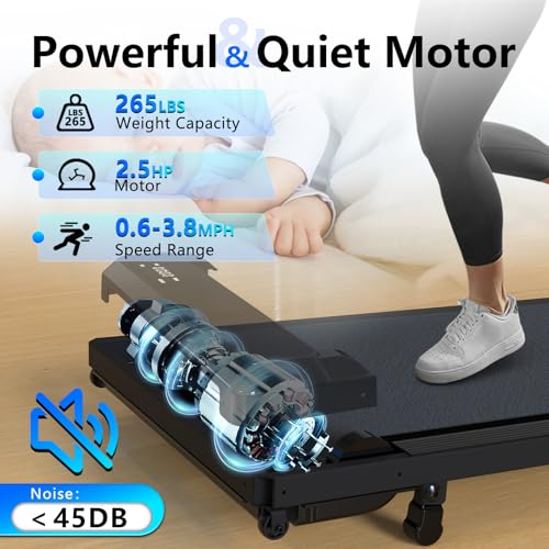 3-in-1 Walking Pad with Incline, 2.5 HP Under Desk Treadmill, 265 LBS Compact Treadmill with LED Display D121766