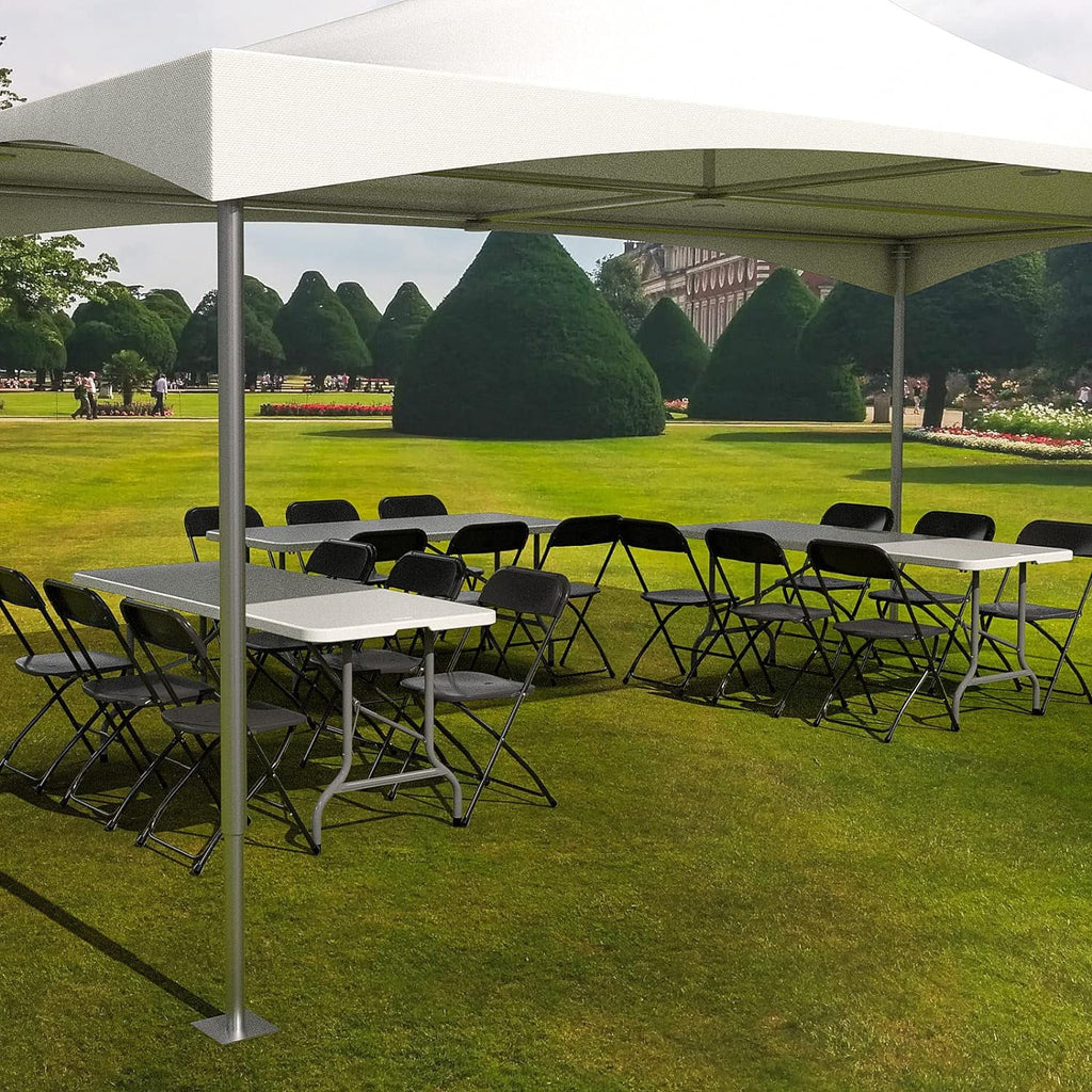 6 FT Plastic Folding Table with 8 Black Folding Chairs B3260