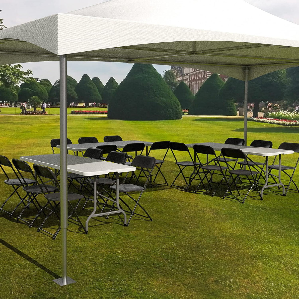 6 FT Plastic Folding Table with 8 Black Folding Chairs B3260