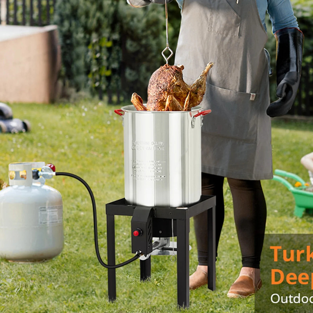 30-Quart Propane Outdoor Turkey Fryer Kit Aluminum Boiler Steamer D18978