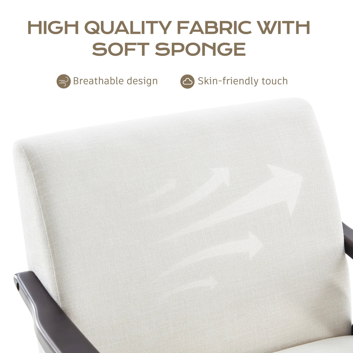 Beige Upholstered Accent Chair with Ottoman and Solid Wood Frame C6776