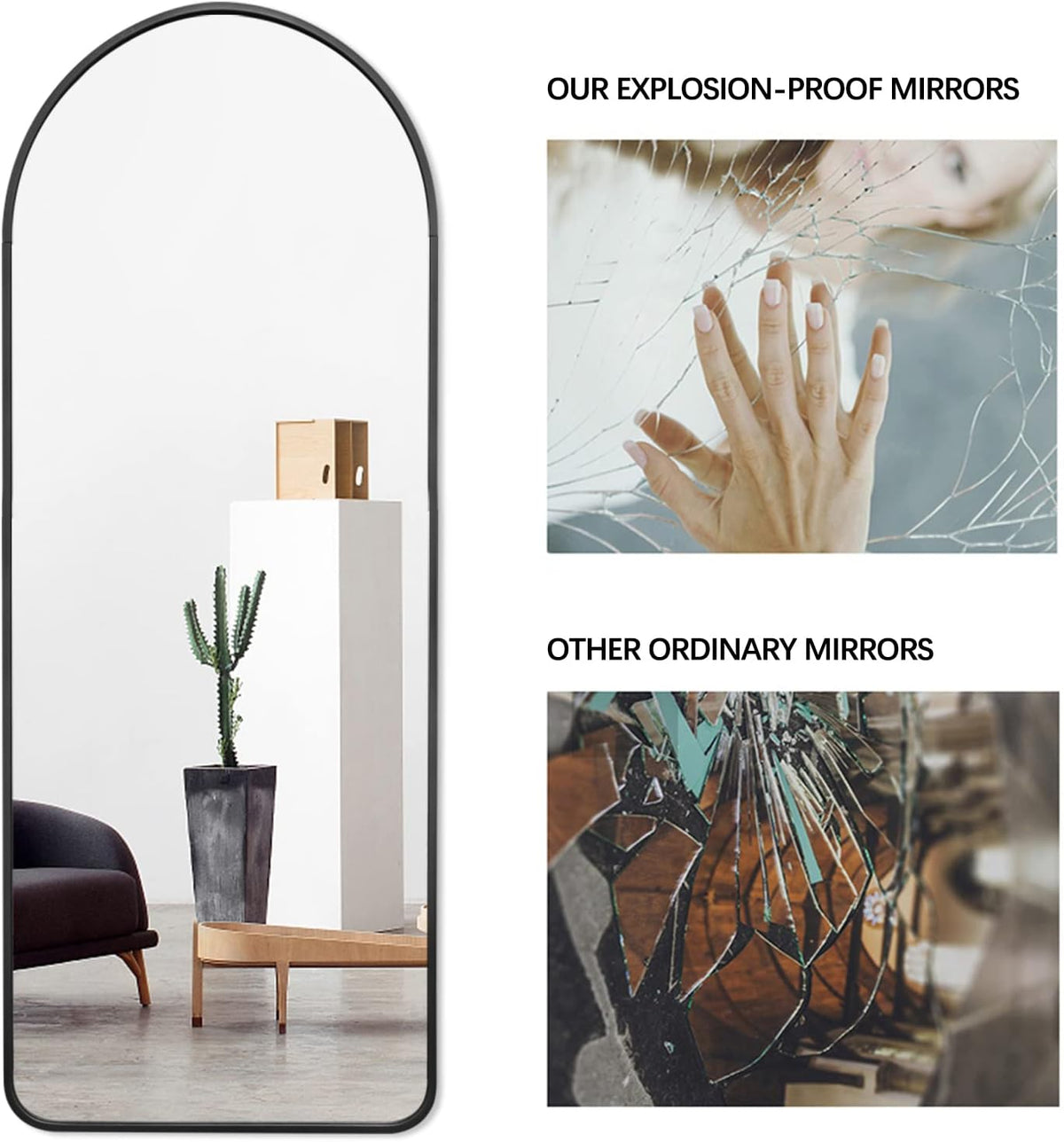 Black Arched Full Length Floor Mirror X415