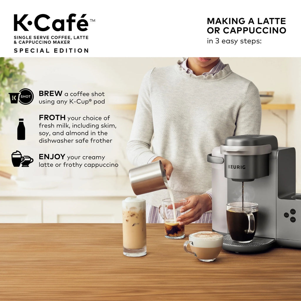 Single Serve K-Cup Pod Coffee, Latte and Cappuccino Maker, Nickel H469