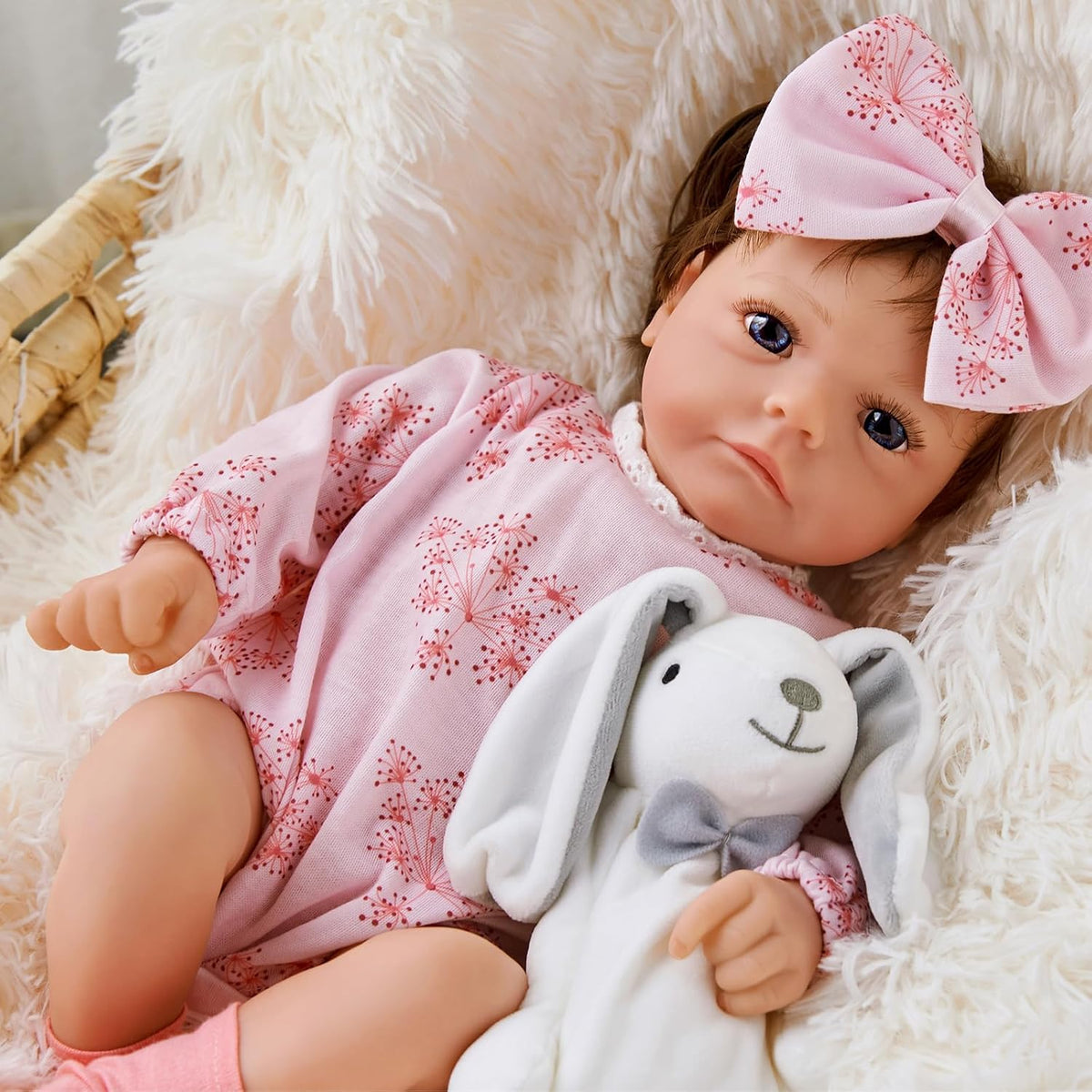 17 Inch Cloth Body Blue Eyes Hand-Rooted Hair Reborn Baby Doll G876039