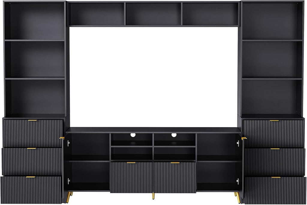 4-Piece Entertainment Wall Unit with 13 Shelves, 8 Drawers and 2 Cabinets V51602