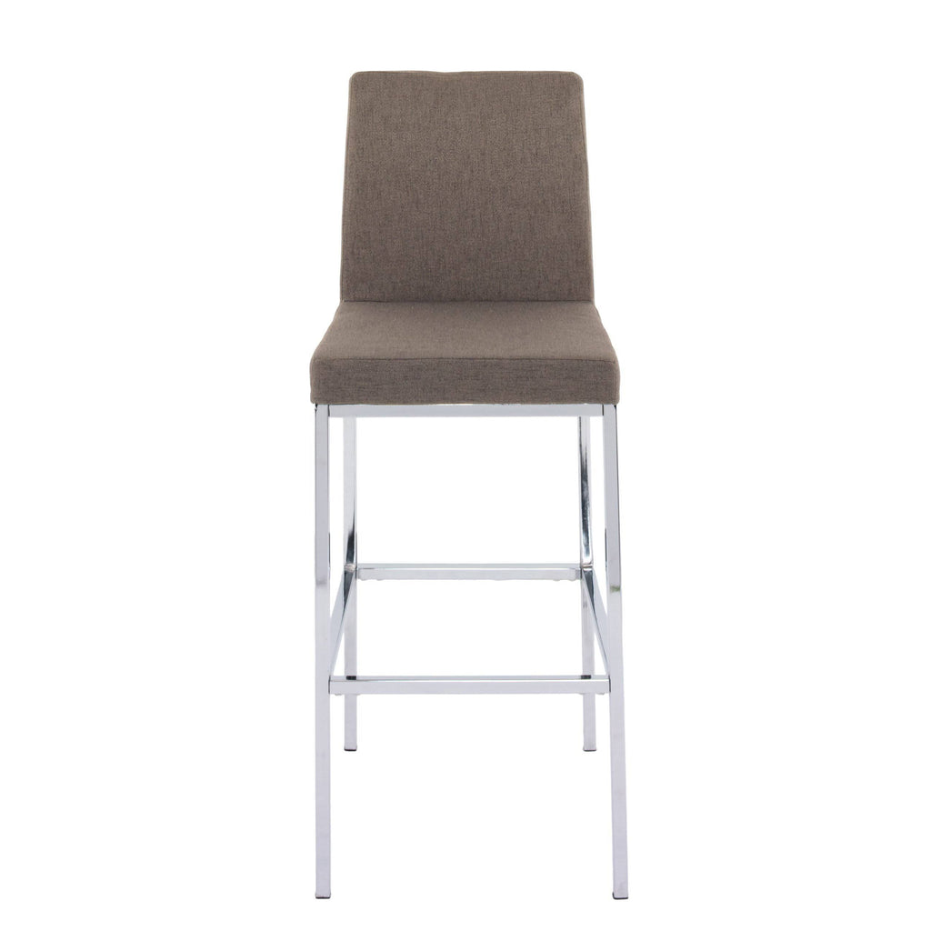 Beige Fabric Barstools with Chrome Legs Set of 2 U13808