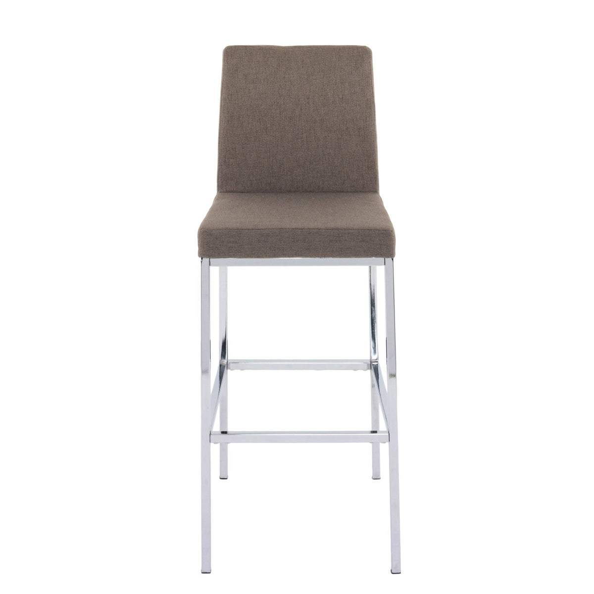 Beige Fabric Barstools with Chrome Legs Set of 2 U13808
