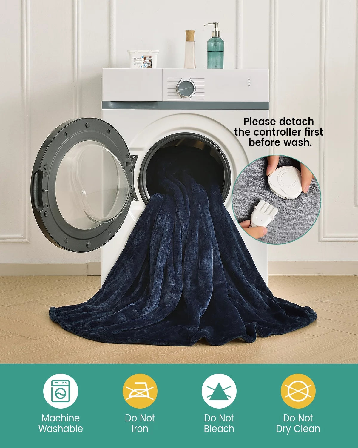 50" x 60" Blue Fleece Heated Throw Blanket P16579