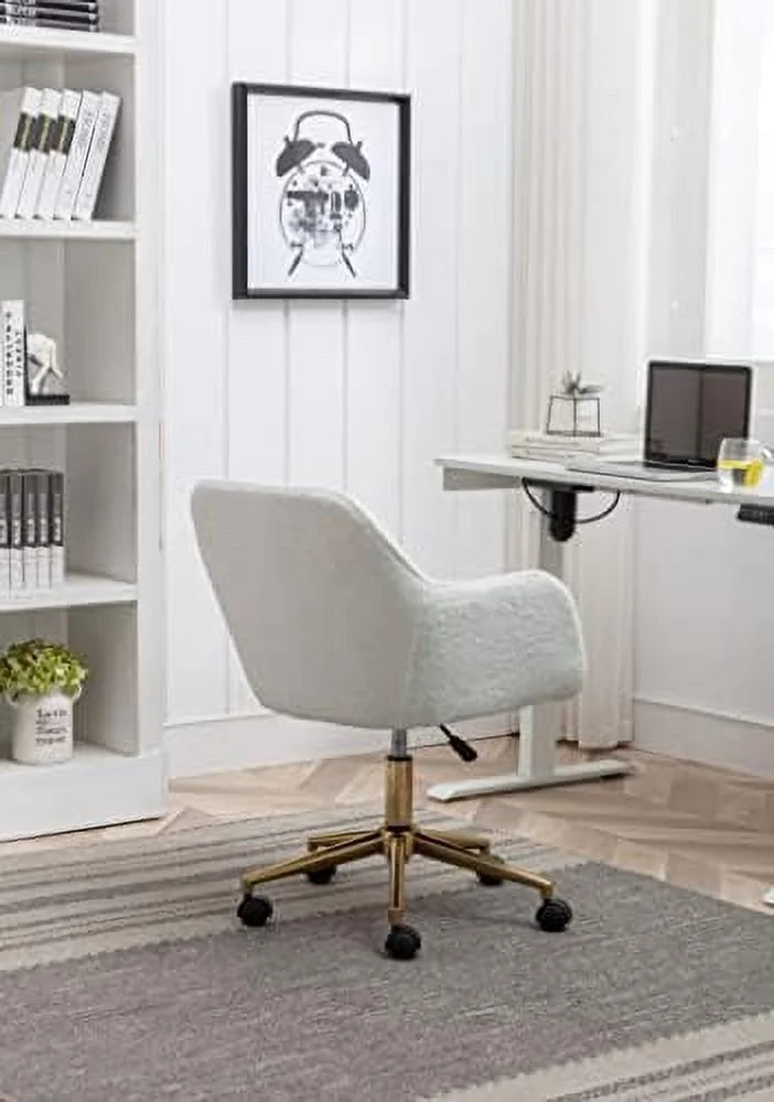 Modern Velvet Yellow Adjustable Height Home Office Chair with Gold Metal Legs J1632