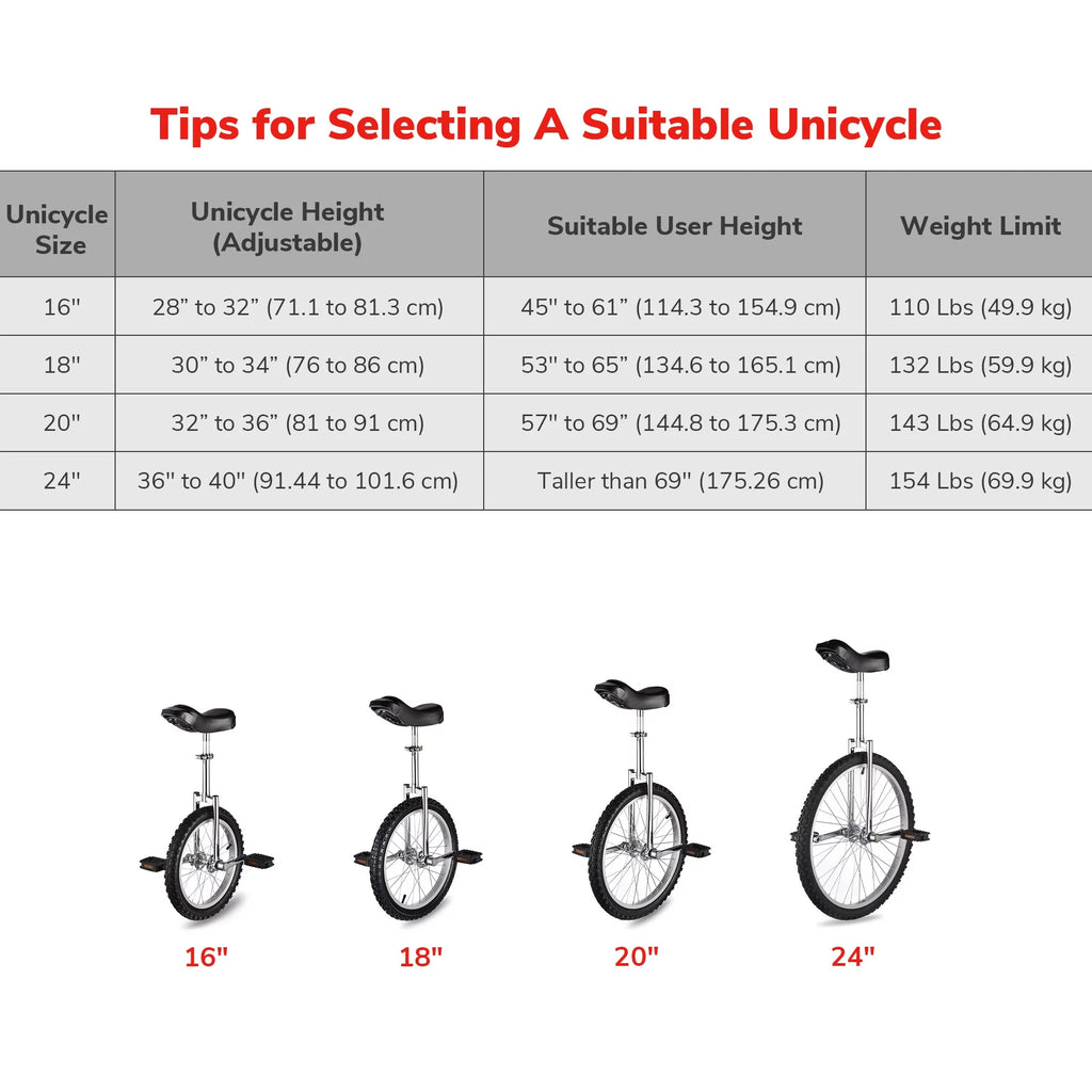 16 In Wheel Outdoor Unicycle Adjustable Seat Q3974