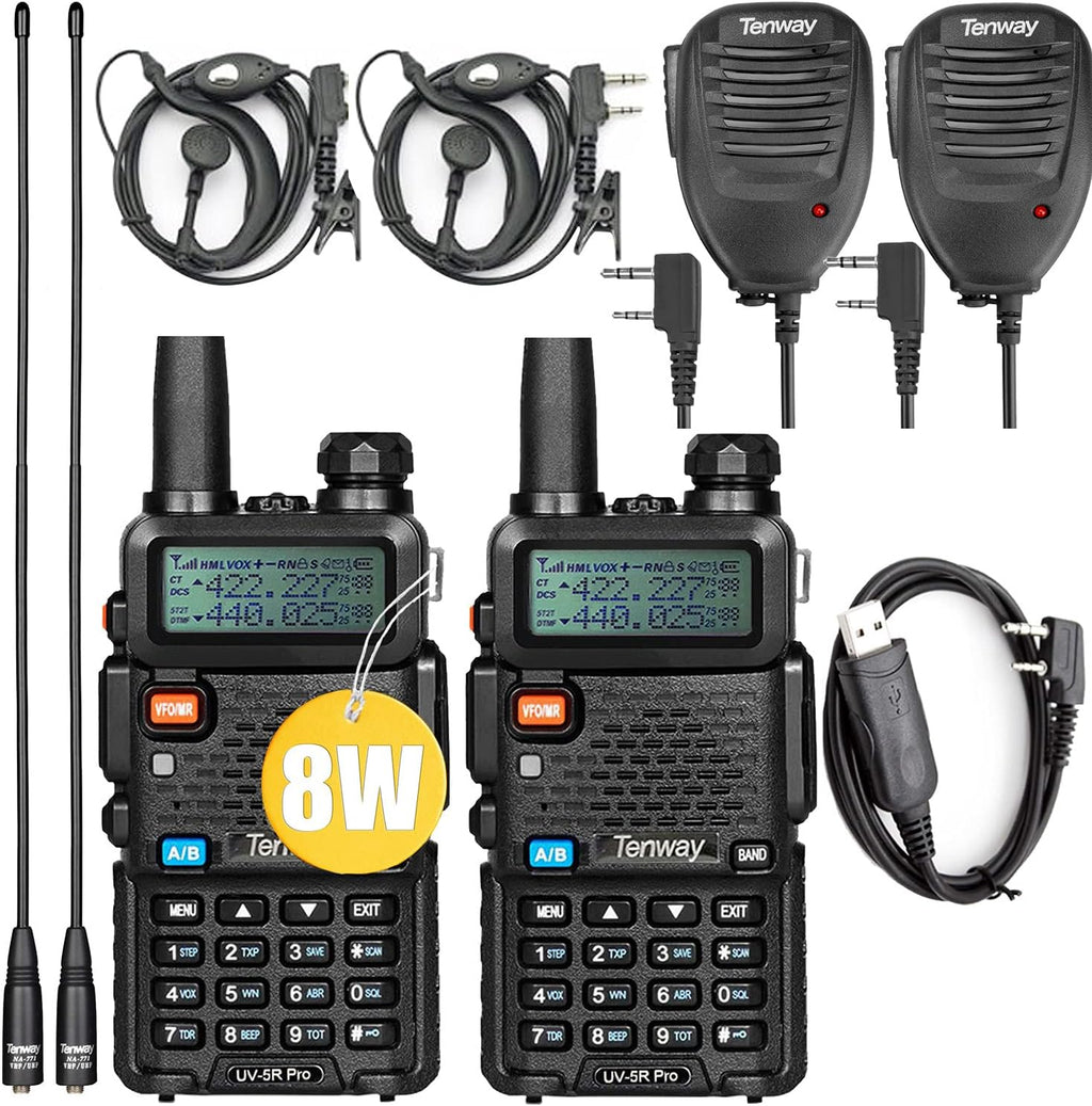 UV-5R Pro 8W Dual Band Two Way Radio 2Pack with Programming Cable S6091