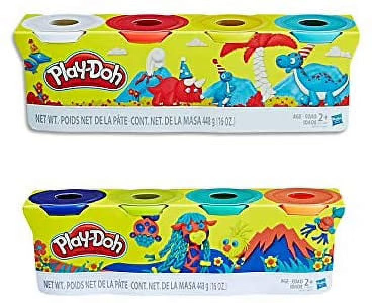 Play Doh Compound Bundle Classic Colors 4 Pack + Wild Colors 4 Pack J6495