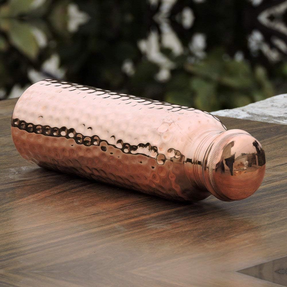 33.84 Us Fl Ounce Hammered Pure Copper Water Bottle A3956