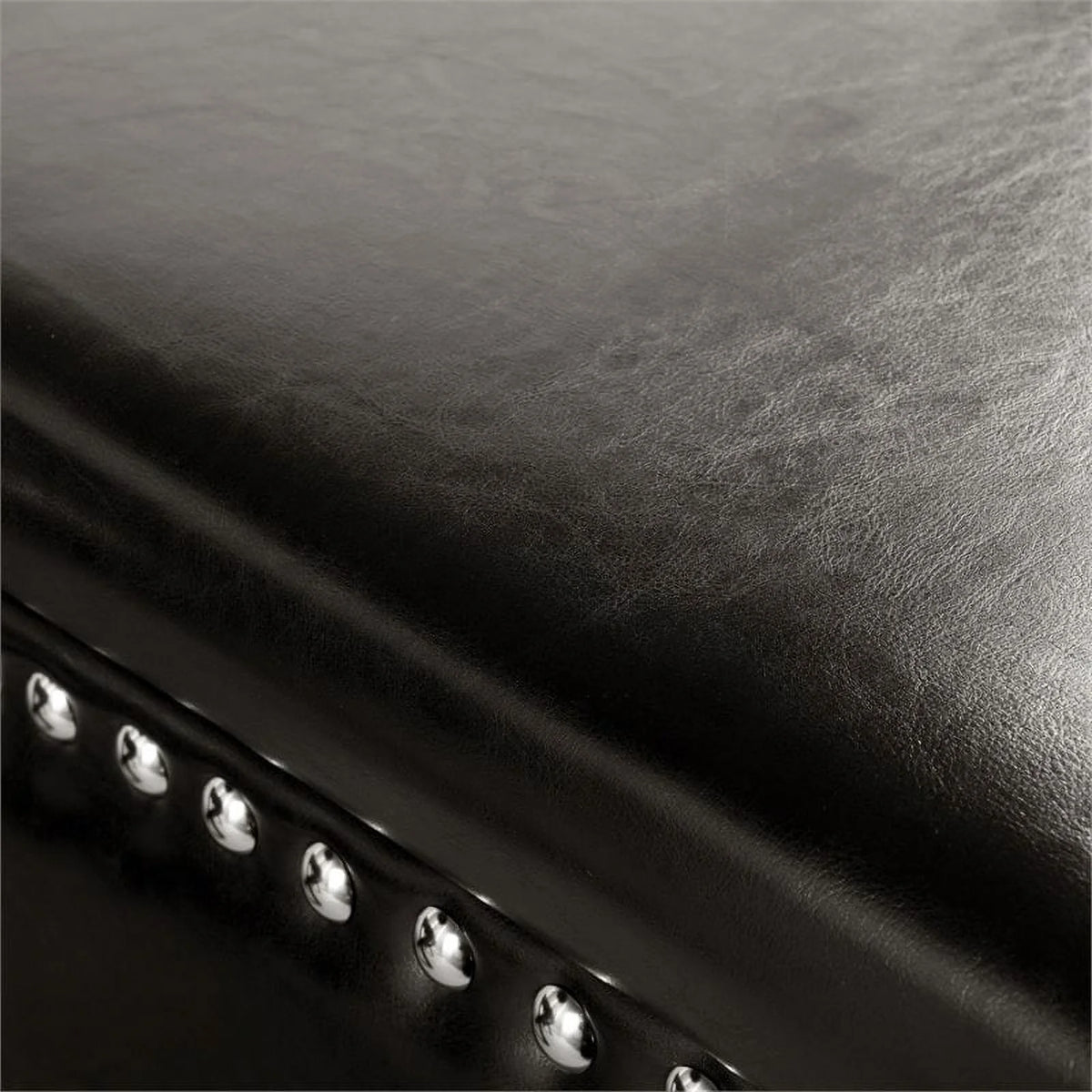 Espresso Faux Leather Storage Bench with Nailhead Trim T9561
