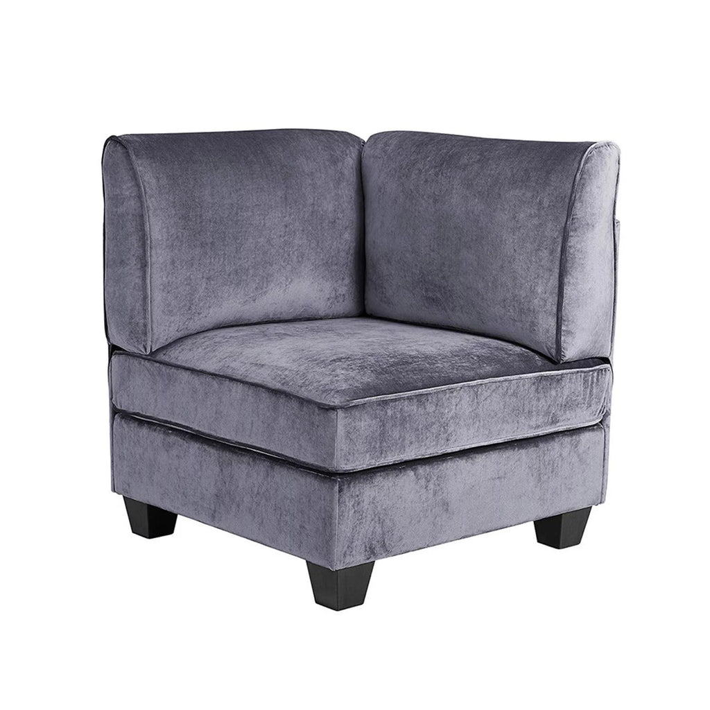 Gray Velvet 6Pc Modular Sectional Sofa T506