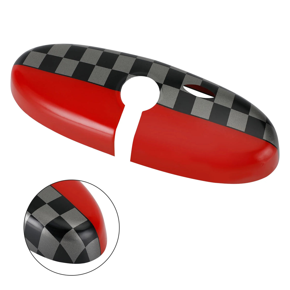 Black/Grey Checkered Rear View Mirror Cover J579802