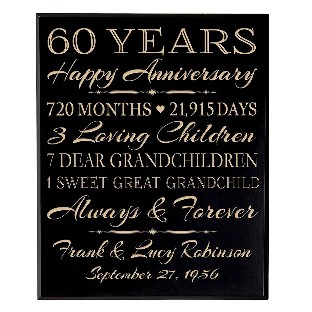 60th Anniversary Wall Plaque Black Veneer Wood F5176
